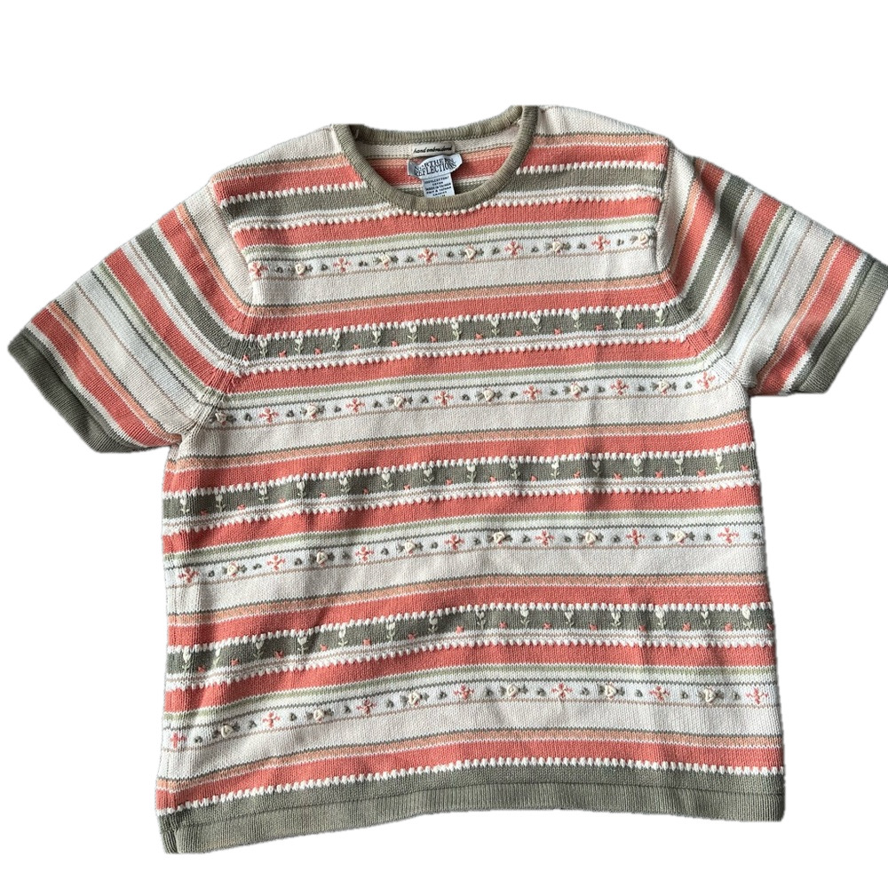 Adorable Vintage GrannieCore 90’s Vibe 100% Cotton Short Sleeve Sweater